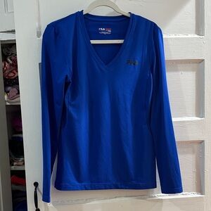 Fila Women's Royal Blue Long Sleeve V-Neck Tee